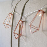 Battery Rose Gold Metal Lantern Fairy Lights, 10 Warm White LEDs