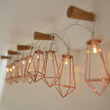 Battery Rose Gold Metal Lantern Fairy Lights, 10 Warm White LEDs