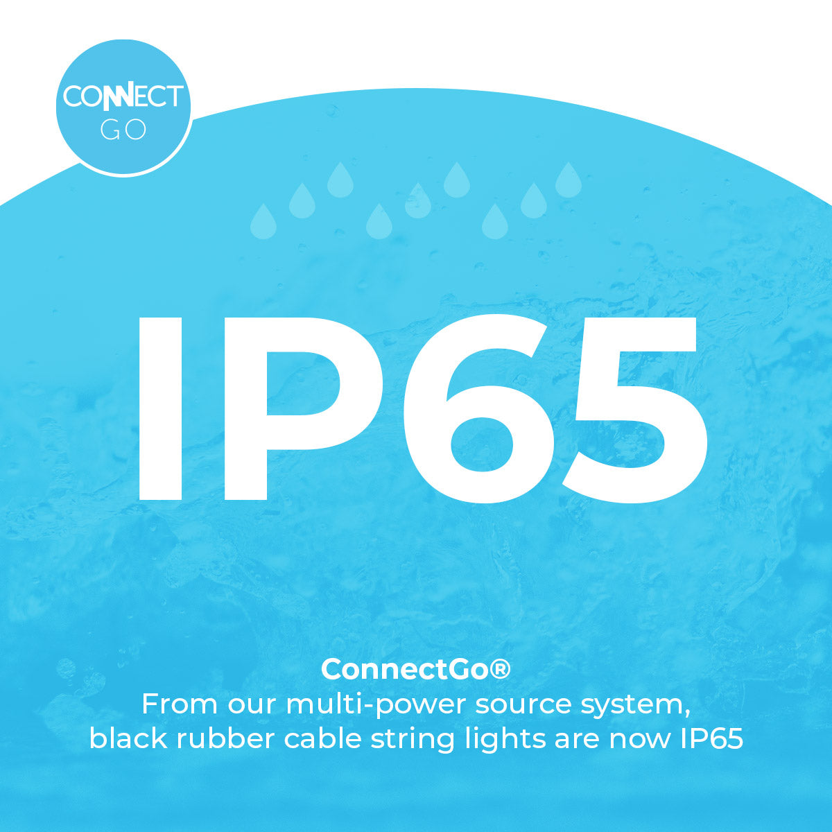 ConnectGo® Outdoor LED String Lights, Connectable, Black Rubber Cable