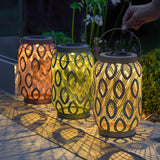 26cm Solar Metal Hanging Table Lantern, White, Warm White and Colour Changing LEDs