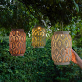 26cm Solar Metal Hanging Table Lantern, White, Warm White and Colour Changing LEDs