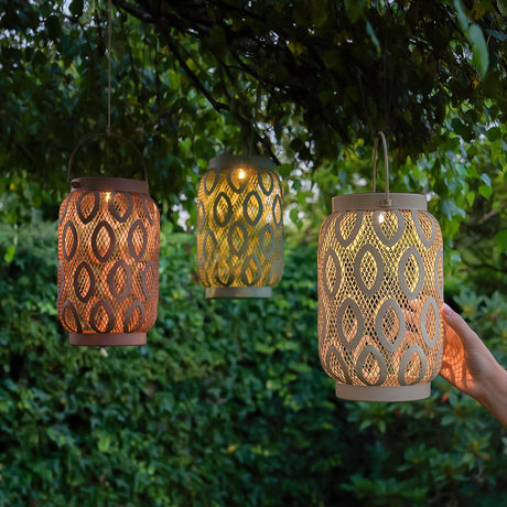 26cm Solar Metal Hanging Table Lantern, White, Warm White and Colour Changing LEDs