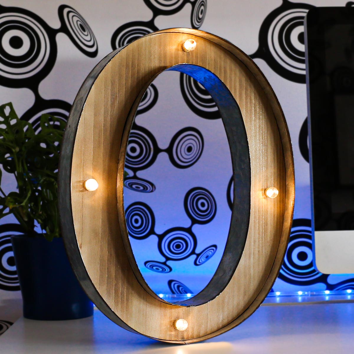 Wood & Metal A-Z Battery Light Up Circus Letter, 41cm