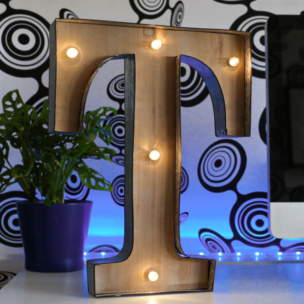 Wood & Metal A-Z Battery Light Up Circus Letter, 41cm