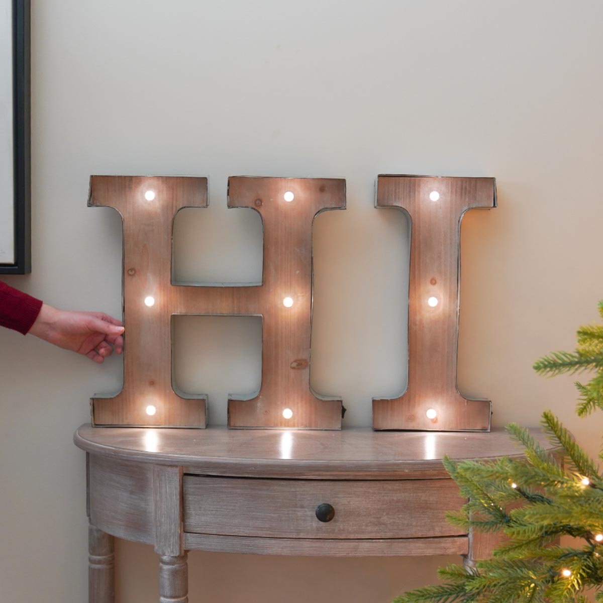 Wood & Metal A-Z Battery Light Up Circus Letter, 41cm