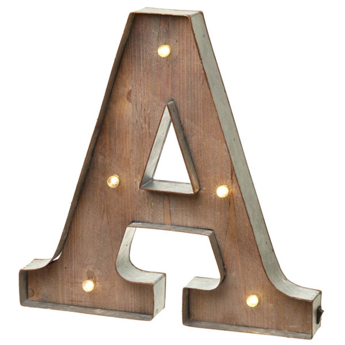 Wood & Metal A-Z Battery Light Up Circus Letter, 41cm