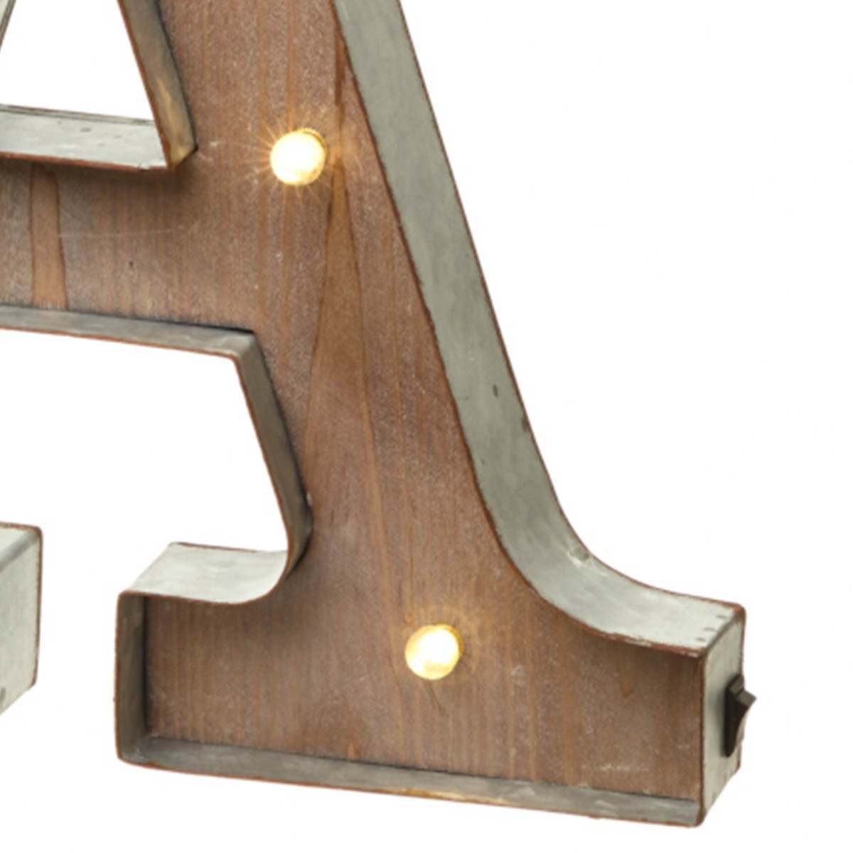 Wood & Metal A-Z Battery Light Up Circus Letter, 41cm