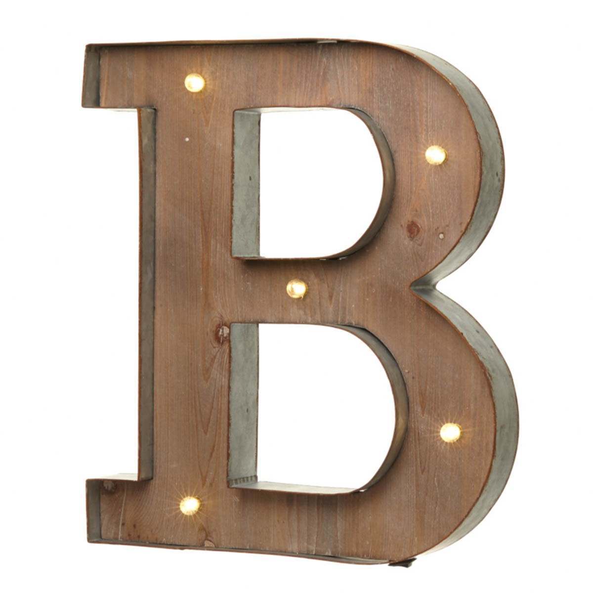 Wood & Metal A-Z Battery Light Up Circus Letter, 41cm