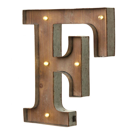 Wood & Metal A-Z Battery Light Up Circus Letter, 41cm