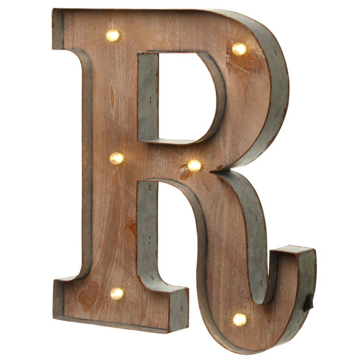 Wood & Metal A-Z Battery Light Up Circus Letter, 41cm