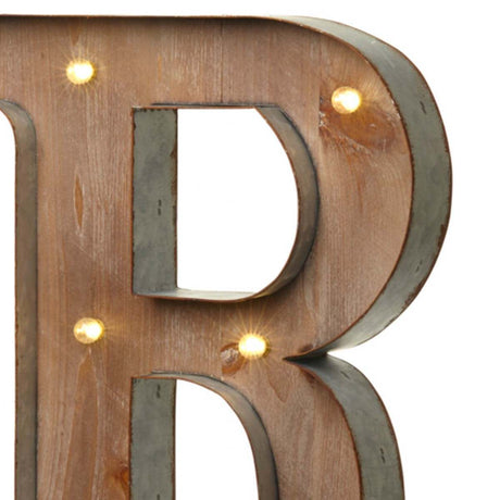 Wood & Metal A-Z Battery Light Up Circus Letter, 41cm