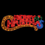 1.45m Outdoor Merry Christmas Tinsel Silhouette, 85 Multi Colour LEDs