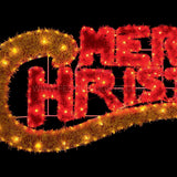 1.45m Outdoor Merry Christmas Tinsel Silhouette, 85 Multi Colour LEDs