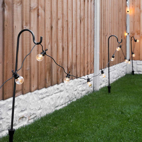 Outdoor Festoon Lights, Connectable, Warm White LEDs, Clear Bulbs, Black Cable