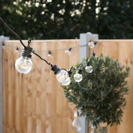 Outdoor Festoon Lights, Connectable, Warm White LEDs, Clear Bulbs, Black Cable