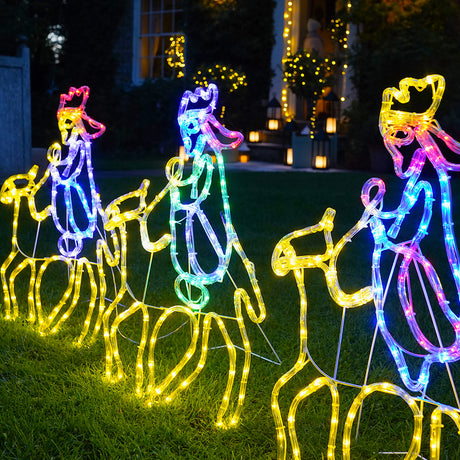 Outdoor Three Wise Men Rope Light Silhouette