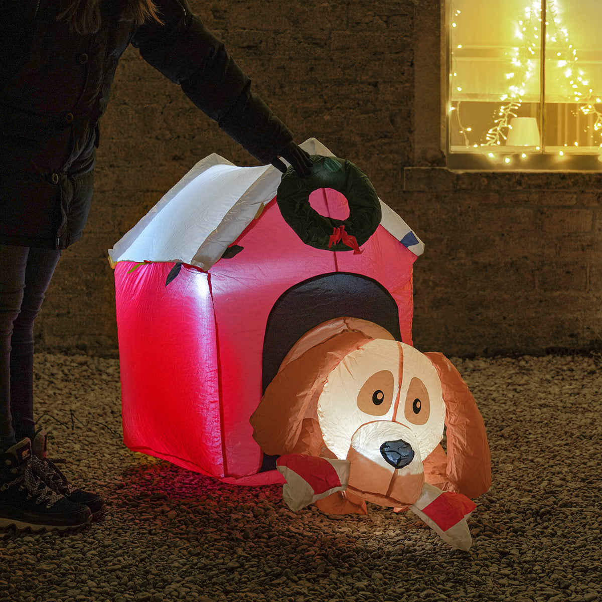 1.2m LED Outdoor Christmas Inflatable Dog House