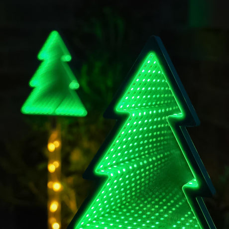 4 Outdoor Christmas Decoration Infinity Mirror Tree Stake Lights 70cm