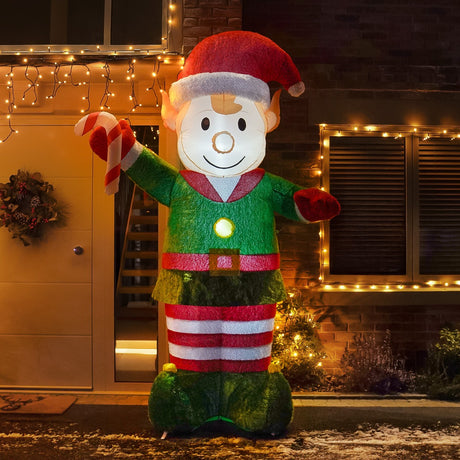 2.4m Plush LED Outdoor Christmas Inflatable Elf