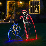 Outdoor Mary and Joseph Rope Light Christmas Silhouette
