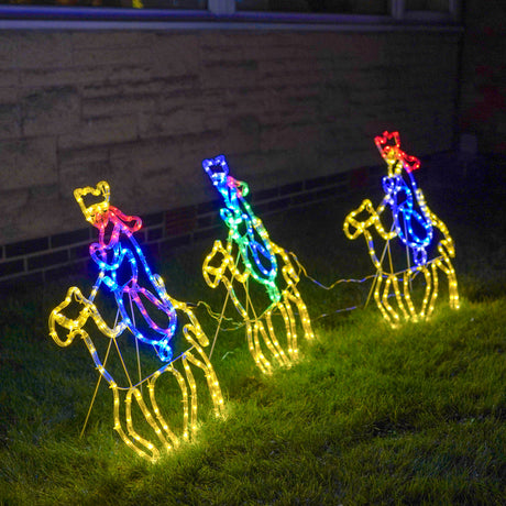 Outdoor Three Wise Men Rope Light Silhouette