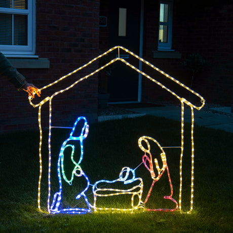 1.2m Nativity Scene Outdoor Rope Light Christmas Silhouette