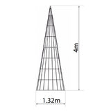 A simple black line drawing of a cone-shaped decorative structure with dimension labels showing 4 m height and 1.32 m base width on a white background.