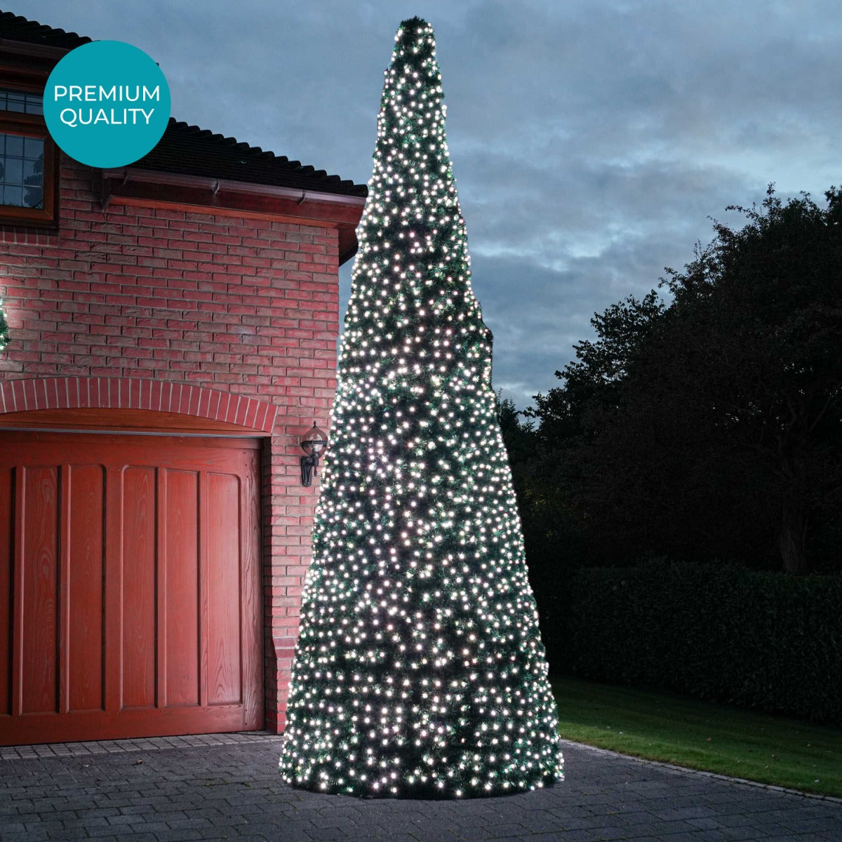 6m Outdoor Green Commercial Pre Lit Christmas Cone Tree, Rubber Cable ConnectGo® LEDs