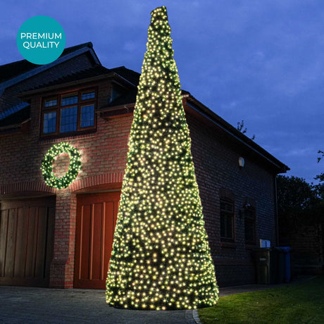 6m Outdoor Green Commercial Pre Lit Christmas Cone Tree, Rubber Cable ConnectGo® LEDs