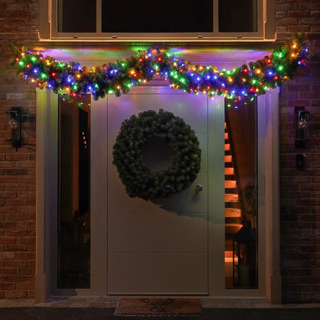 ConnectGo® 2.7m Outdoor Green Commercial Pre Lit Christmas Garland
