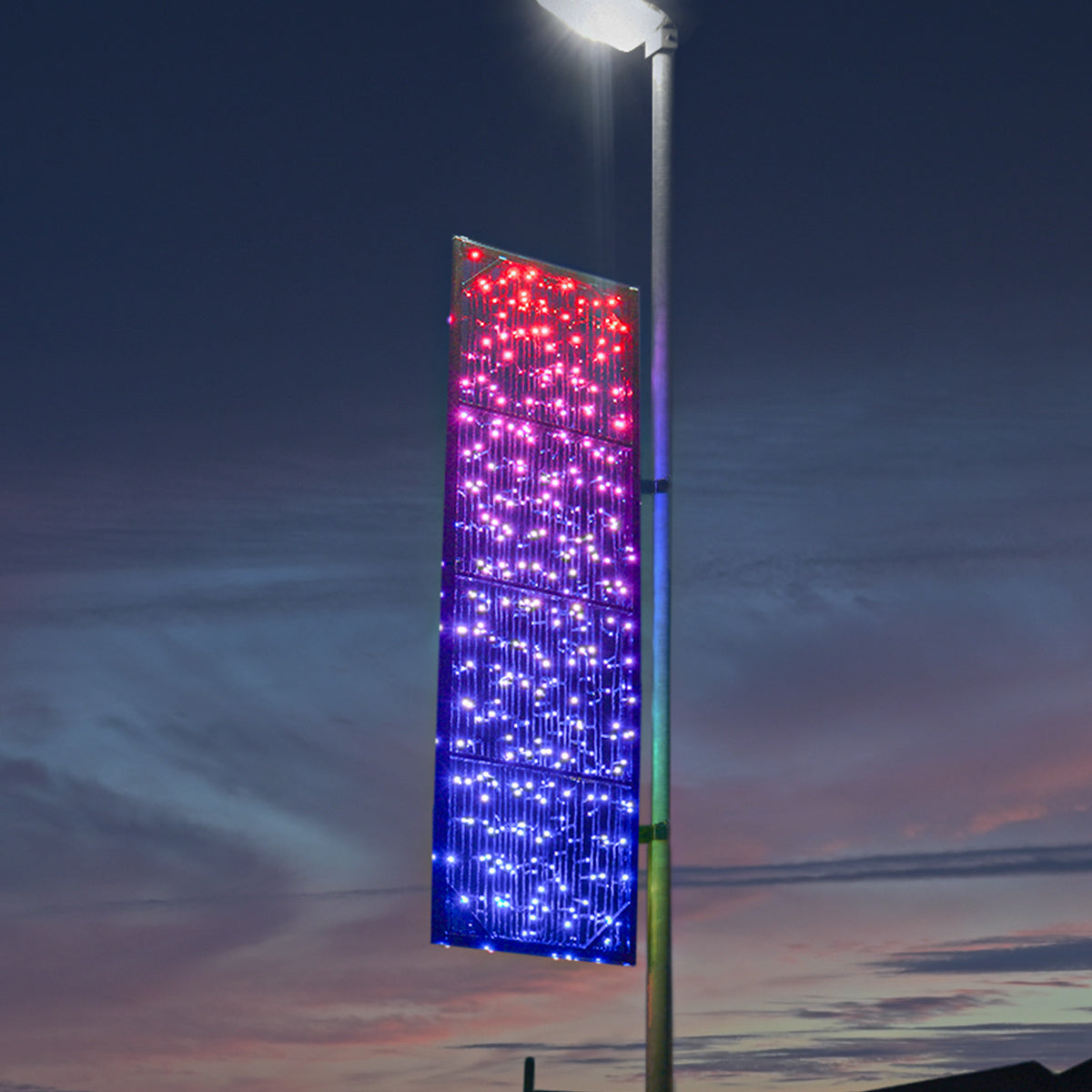 2m Outdoor Commercial Smart App Controlled Rectangle Lamp Post Motif, TwinklyPro® LEDs