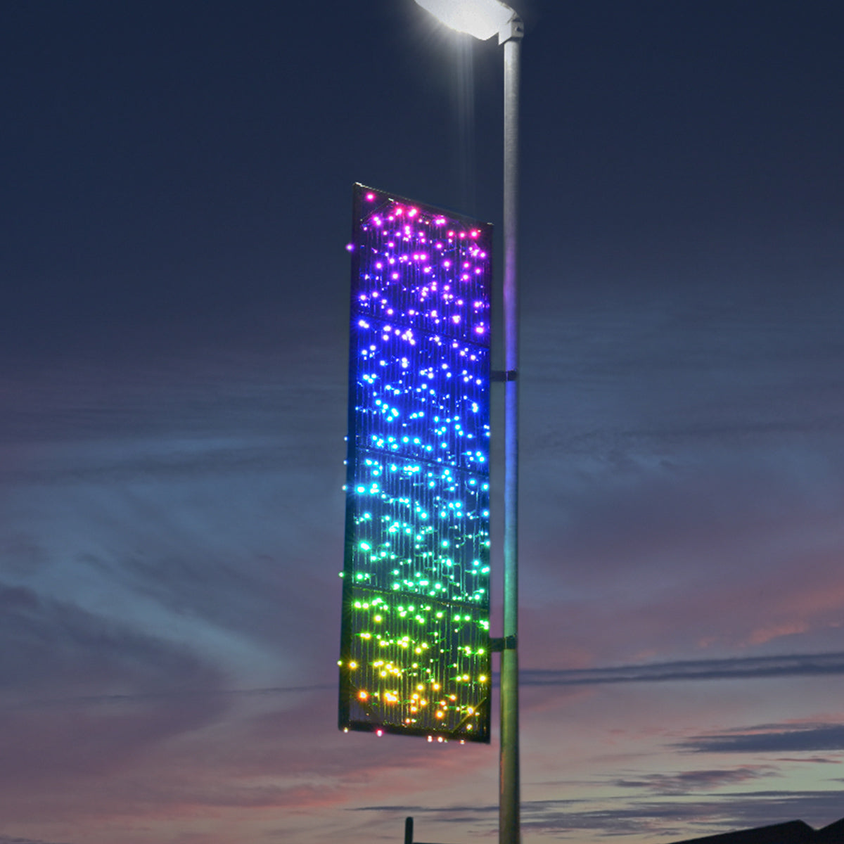 2m Outdoor Commercial Smart App Controlled Rectangle Lamp Post Motif, TwinklyPro® LEDs