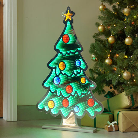 90cm Outdoor Infinity Mirror Christmas Silhouette or Freestanding Christmas Tree