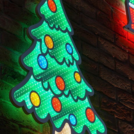 90cm Outdoor Infinity Mirror Christmas Silhouette or Freestanding Christmas Tree