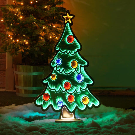 90cm Outdoor Infinity Mirror Christmas Silhouette or Freestanding Christmas Tree