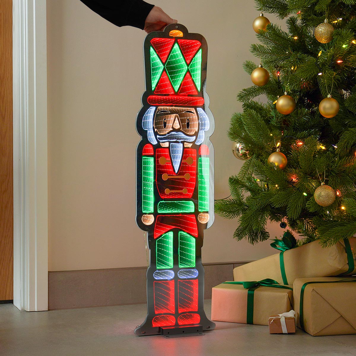 90cm Outdoor Infinity Mirror Christmas Silhouette or Freestanding Nutcracker