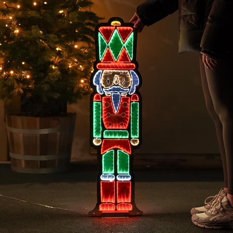 90cm Outdoor Infinity Mirror Christmas Silhouette or Freestanding Nutcracker