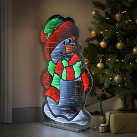 90cm Outdoor Infinity Mirror Christmas Silhouette or Freestanding Snowman