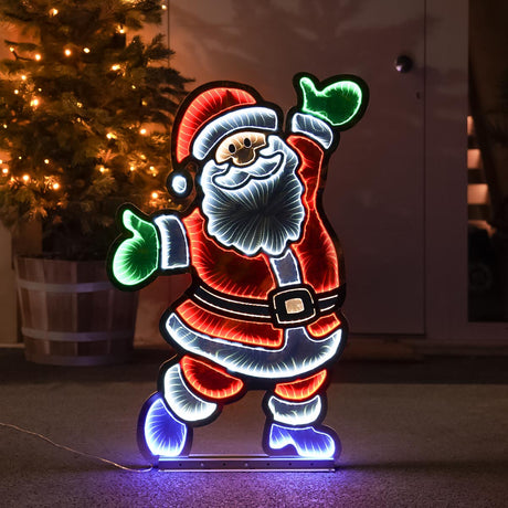 90cm Outdoor Infinity Mirror Christmas Silhouette or Freestanding Santa
