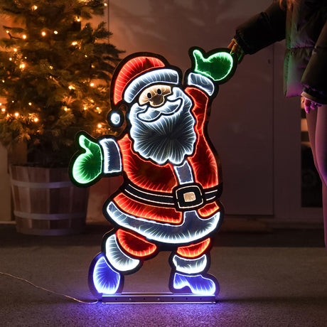 90cm Outdoor Infinity Mirror Christmas Silhouette or Freestanding Santa