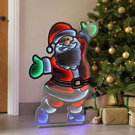 90cm Outdoor Infinity Mirror Christmas Silhouette or Freestanding Santa