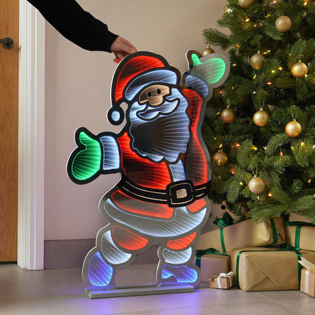 90cm Outdoor Infinity Mirror Christmas Silhouette or Freestanding Santa
