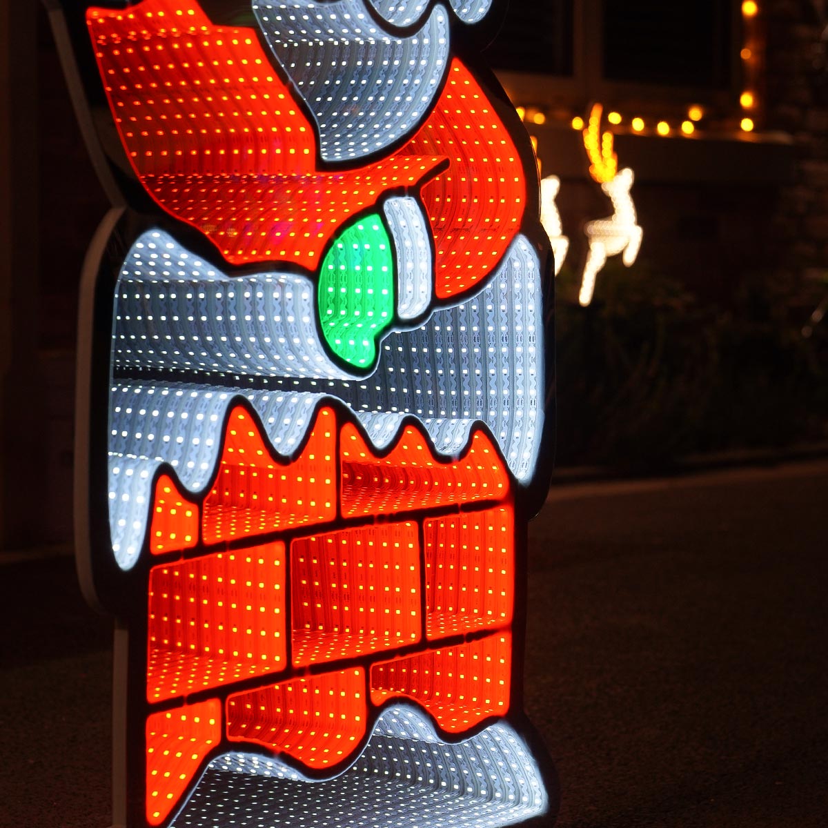 90cm Outdoor Infinity Mirror Christmas Silhouette or Freestanding Santa in Chimney