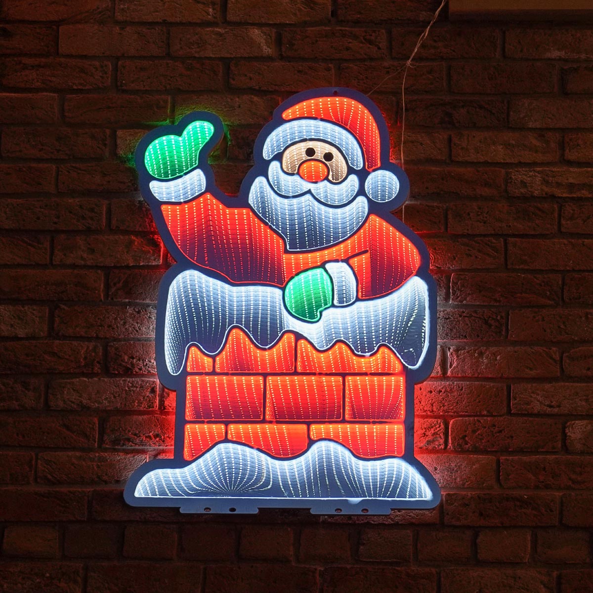 90cm Outdoor Infinity Mirror Christmas Silhouette or Freestanding Santa in Chimney