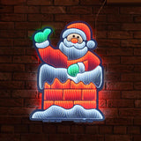 90cm Outdoor Infinity Mirror Christmas Silhouette or Freestanding Santa in Chimney