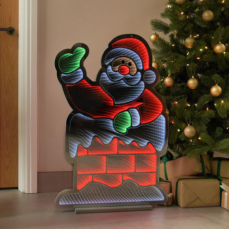 90cm Outdoor Infinity Mirror Christmas Silhouette or Freestanding Santa in Chimney
