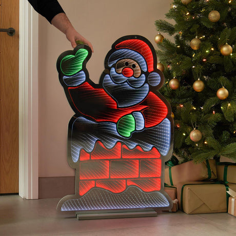 90cm Outdoor Infinity Mirror Christmas Silhouette or Freestanding Santa in Chimney