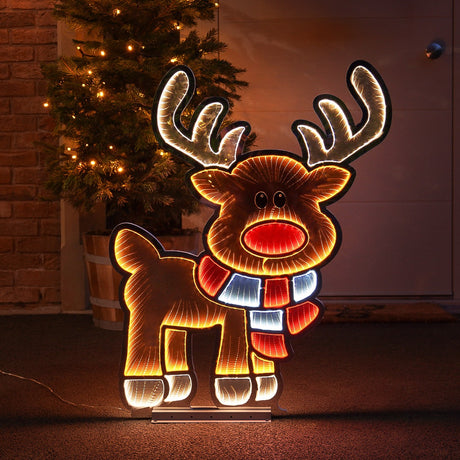 90cm Outdoor Infinity Mirror Christmas Silhouette or Freestanding Reindeer