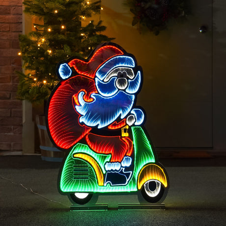 90cm Outdoor Infinity Mirror Christmas Silhouette or Freestanding Santa on Bike