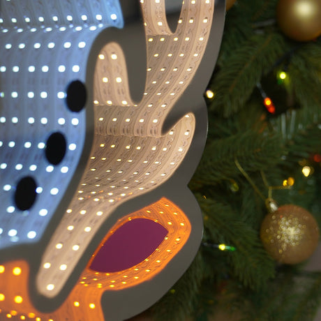 90cm Outdoor Infinity Mirror Christmas Silhouette or Freestanding Santa & Friends
